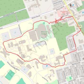 University of Moncton stroll trail, distance, elevation, map, profile, GPS track