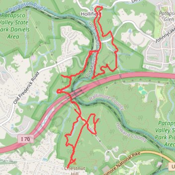 Patapsco Valley State Park - Pickall and Hollofield Areas trail, distance, elevation, map, profile, GPS track