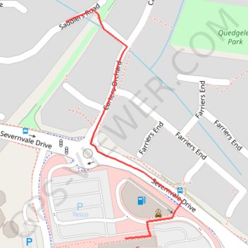 Saddlers Road to Tesco Extra trail, distance, elevation, map, profile, GPS track