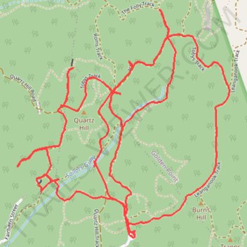 Garfield Water Wheel, Garfield mine, Quartz Hill and Goldfields track walk trail, distance, elevation, map, profile, GPS track