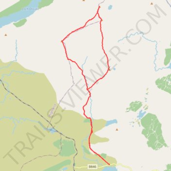 Munro Hillwalk - Meall na Meoig, Sgòr Gaibhre, Sgòr Choinnich and Carn Dearg loop from Loch Heigheach trail, distance, elevation, map, profile, GPS track