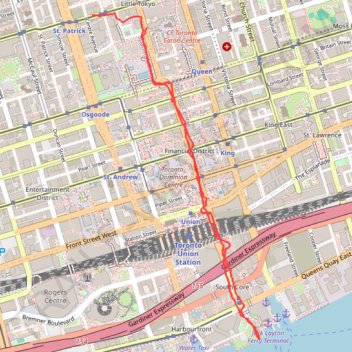 Downtown Toronto Walk trail, distance, elevation, map, profile, GPS track