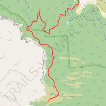 Tree Spring Trail and South Crest Trail to Pino/Cienega Trails junction trail, distance, elevation, map, profile, GPS track