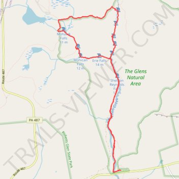 Ricketts Glen Falls Loop Trail in The Glens Natural Area trail, distance, elevation, map, profile, GPS track