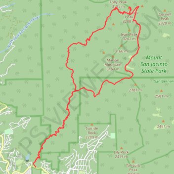 Mount Jacinto Loop trail, distance, elevation, map, profile, GPS track