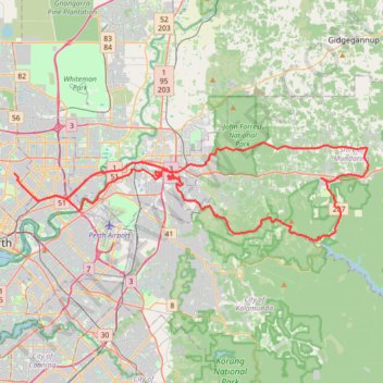 Perth Grvl trail, distance, elevation, map, profile, GPS track