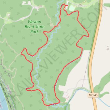 Weston Bend State Park Paved Loop trail, distance, elevation, map, profile, GPS track