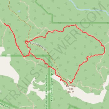 Mount Maxwell Provincial Park trails trail, distance, elevation, map, profile, GPS track