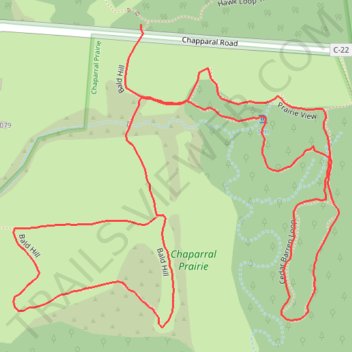 Chaparral Prairie South Trails trail, distance, elevation, map, profile, GPS track