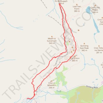 Quiraing Loop trail, distance, elevation, map, profile, GPS track