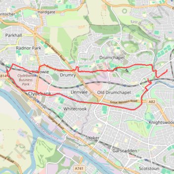 Roads and trails in Clydebank and Drumchapel trail, distance, elevation, map, profile, GPS track