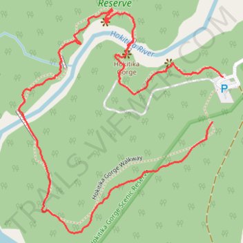 Hokitika Gorge Walkway trail, distance, elevation, map, profile, GPS track