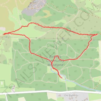 Balkello Community Woodland Loop Walk trail, distance, elevation, map, profile, GPS track