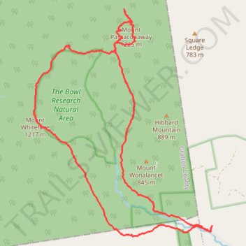 Mount Passaconaway and Mount Whiteface loop via Blueberry Ledge and Dicey's Mill trails trail, distance, elevation, map, profile, GPS track