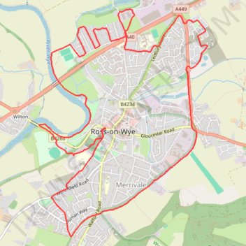 Ross-on-Wye loop trail, distance, elevation, map, profile, GPS track