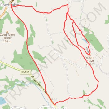 Waun-y-Llyn and Coed Talon Bank loop trail, distance, elevation, map, profile, GPS track