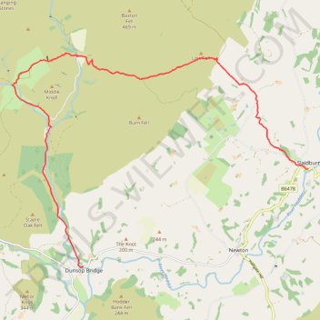 Hike from Slaidburn to Dunsop Bridge trail, distance, elevation, map, profile, GPS track