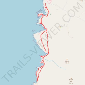 Yesnaby to North Gaulton Castle trail, distance, elevation, map, profile, GPS track