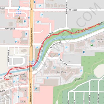 Short walk along Ogden River trail, distance, elevation, map, profile, GPS track