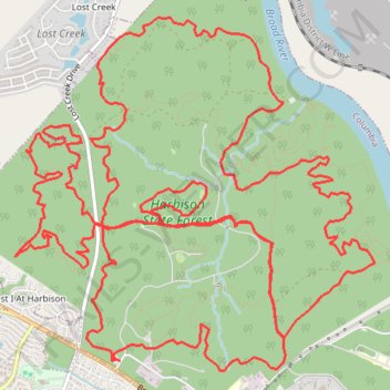 Harbison State Forest Loop trail, distance, elevation, map, profile, GPS track