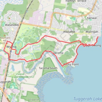 Tuggerawong Pathway from Wyong trail, distance, elevation, map, profile, GPS track