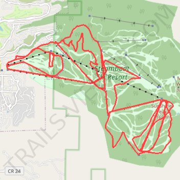 Steamboat Ski Resort trail, distance, elevation, map, profile, GPS track