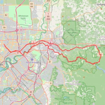 Perth Grvl trail, distance, elevation, map, profile, GPS track