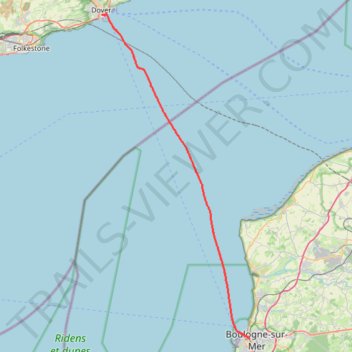 Saillink ferry from Dover to Boulogne-sur-Mer trail, distance, elevation, map, profile, GPS track