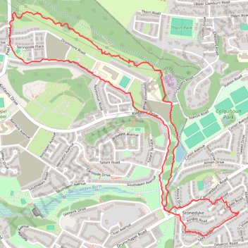 Trails and roads in Drumchapel trail, distance, elevation, map, profile, GPS track