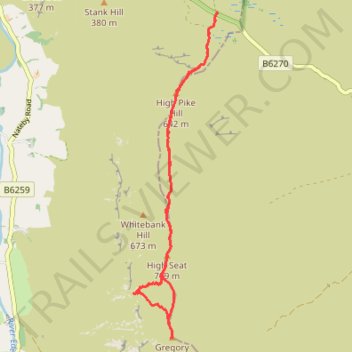 High Pike Hill, High Seat and Gregory Chapel hike in Yorkshire Dales National Park trail, distance, elevation, map, profile, GPS track
