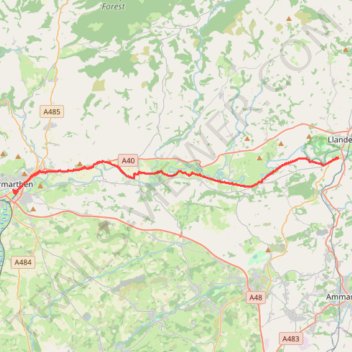 Bicycle journey from Carmarthen to Ffairfach and back, on the Tywi Valley Path trail, distance, elevation, map, profile, GPS track